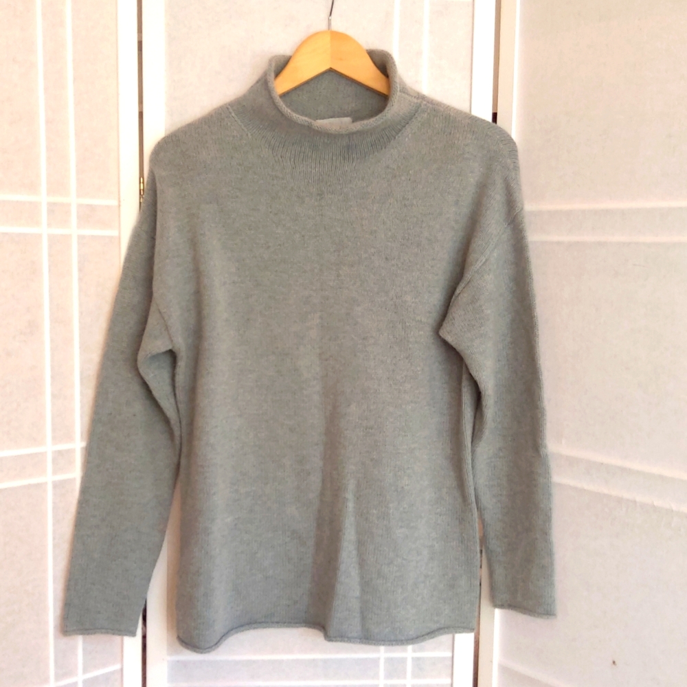 CARLISLE New York wool gray mock neck sweater